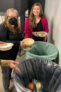 Room Users sort their compost and trash after an event